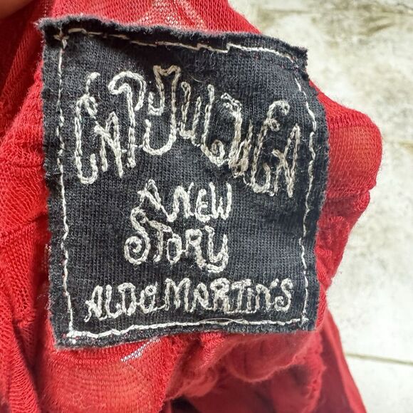 Cap Juluca Aldo Martins Top Womens 12 Red Casual Ruffled Ruched Long Sleeve - Picture 7 of 9